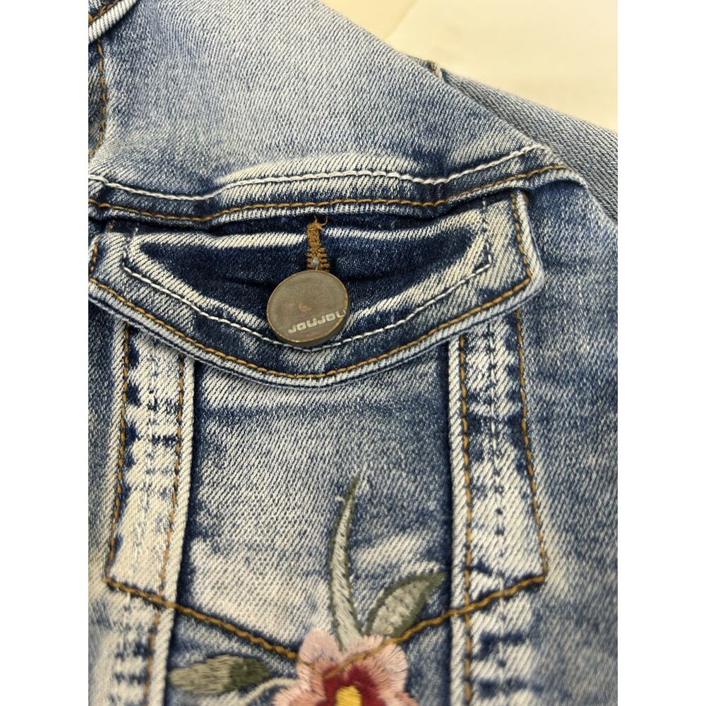 Thrashed Cottage core JouJou Denim Embroidered Ladies S or girl jacket Sz 14 L - Picture 11 of 16